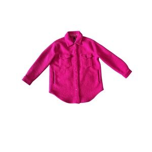 Vibrant Fuchsia Boucle Shacket‎ Cozy Pink Texture Medium